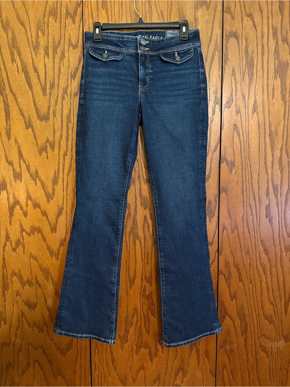 NWT American Eagle Low Rise Kick Boot Jeans 4 27W Dark Indigo Stretch